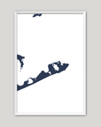 Montauk Coastal Map — Fine Art Print Vertical, navy, White Frame, 8x10