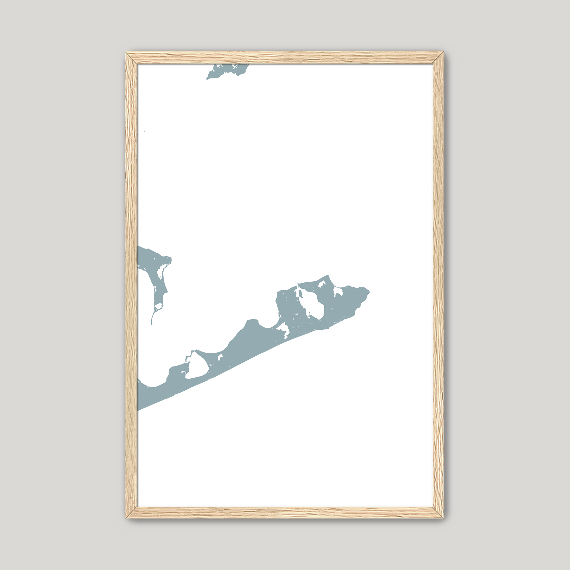 Montauk Coastal Map — Fine Art Print Vertical, soft-blue, Oak, 8x10