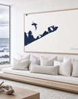 Montauk canvas map — sea-view bench interior