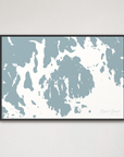 Mount Desert Coastal Map — Canvas Horizontal, soft-blue, Black Frame