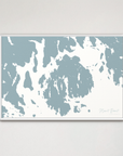 Mount Desert Coastal Map — Canvas Horizontal, soft-blue, White Frame
