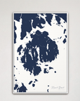 Mount Desert Coastal Map — Canvas Vertical, navy, White Frame