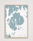 Mount Desert Coastal Map — Canvas Vertical — soft-blue, Light Wood