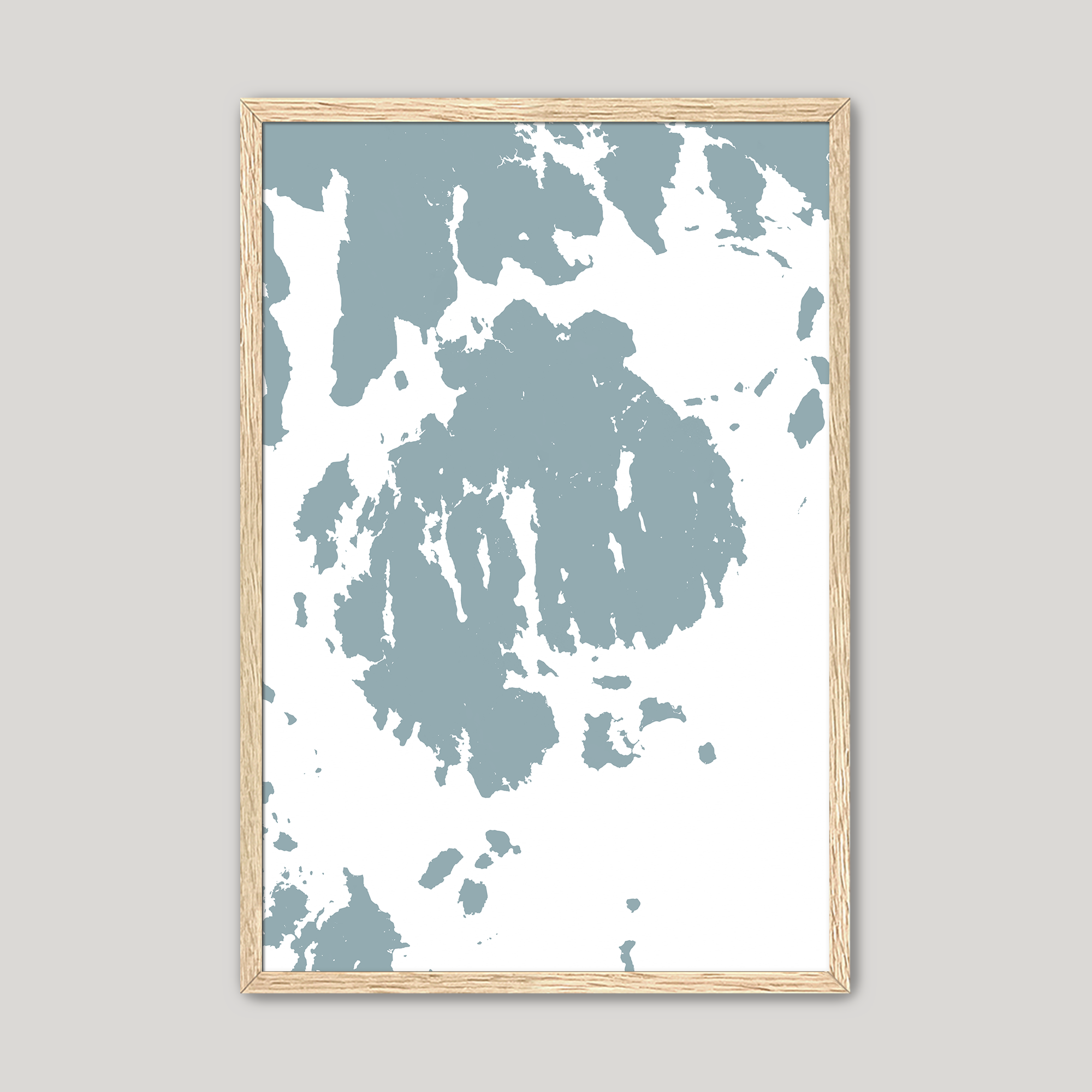 Mount Desert Coastal Map — Fine Art Print Vertical, soft-blue, Oak, 8x10