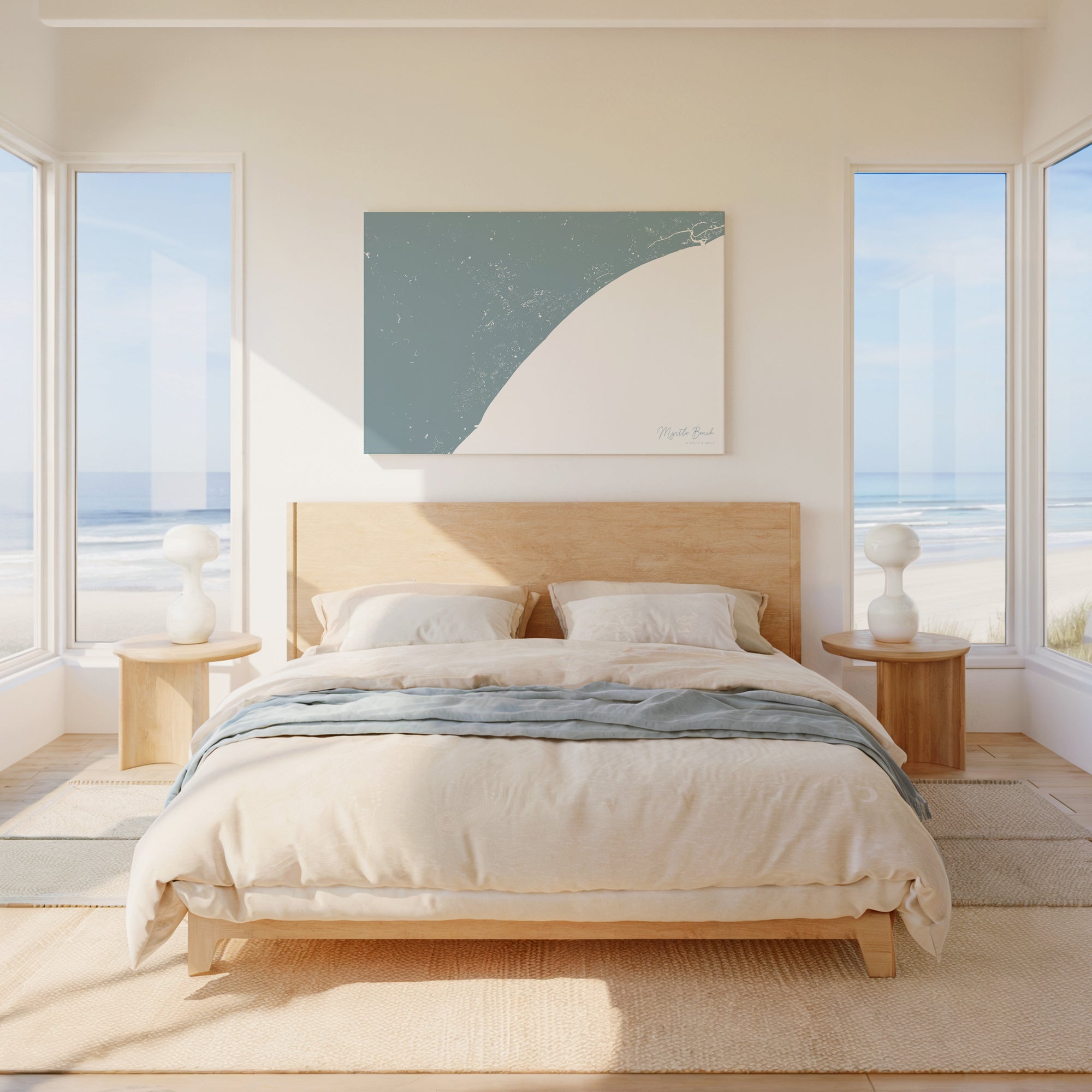 Myrtle Beach soft blue horizontal wrapped canvas map in the ratio 3:2 hand mockup