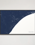 Myrtle Beach Coastal Map — Canvas Horizontal, navy, Black Frame