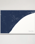 Myrtle Beach Coastal Map — Canvas Horizontal, navy, White Frame