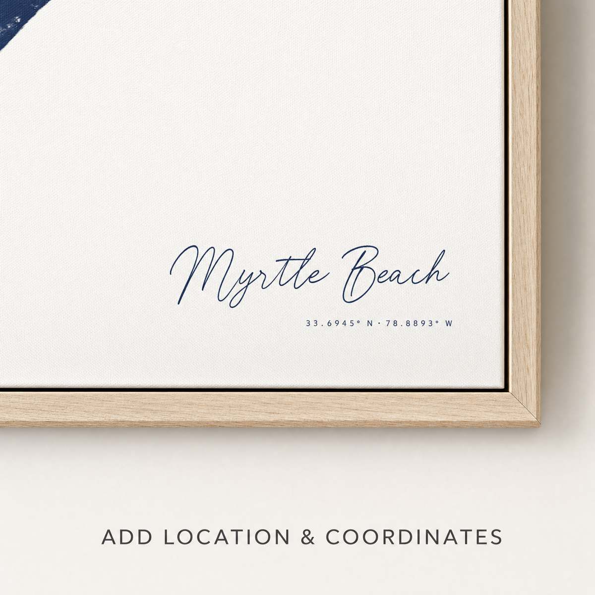Myrtle Beach canvas map — location and coordinates customization