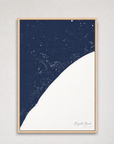Myrtle Beach Coastal Map — Canvas Vertical — navy, Light Wood