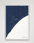 Myrtle Beach Coastal Map — Canvas Vertical, navy, White Frame