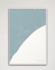 Myrtle Beach Coastal Map — Canvas Vertical, soft-blue, White Frame