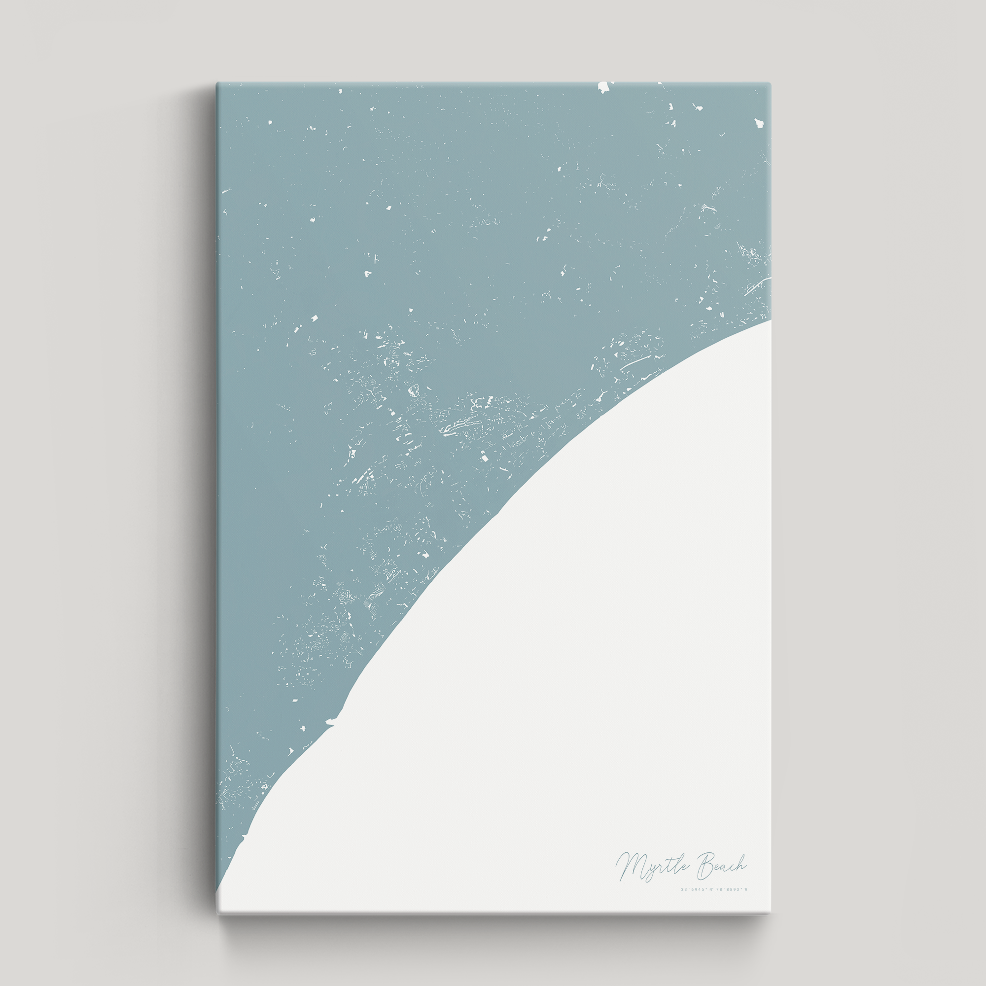 Myrtle Beach Coastal Map — Canvas Vertical, soft-blue, No Frame