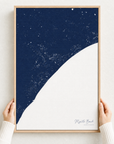 Myrtle Beach canvas map — hands holding the canvas in an oak frame