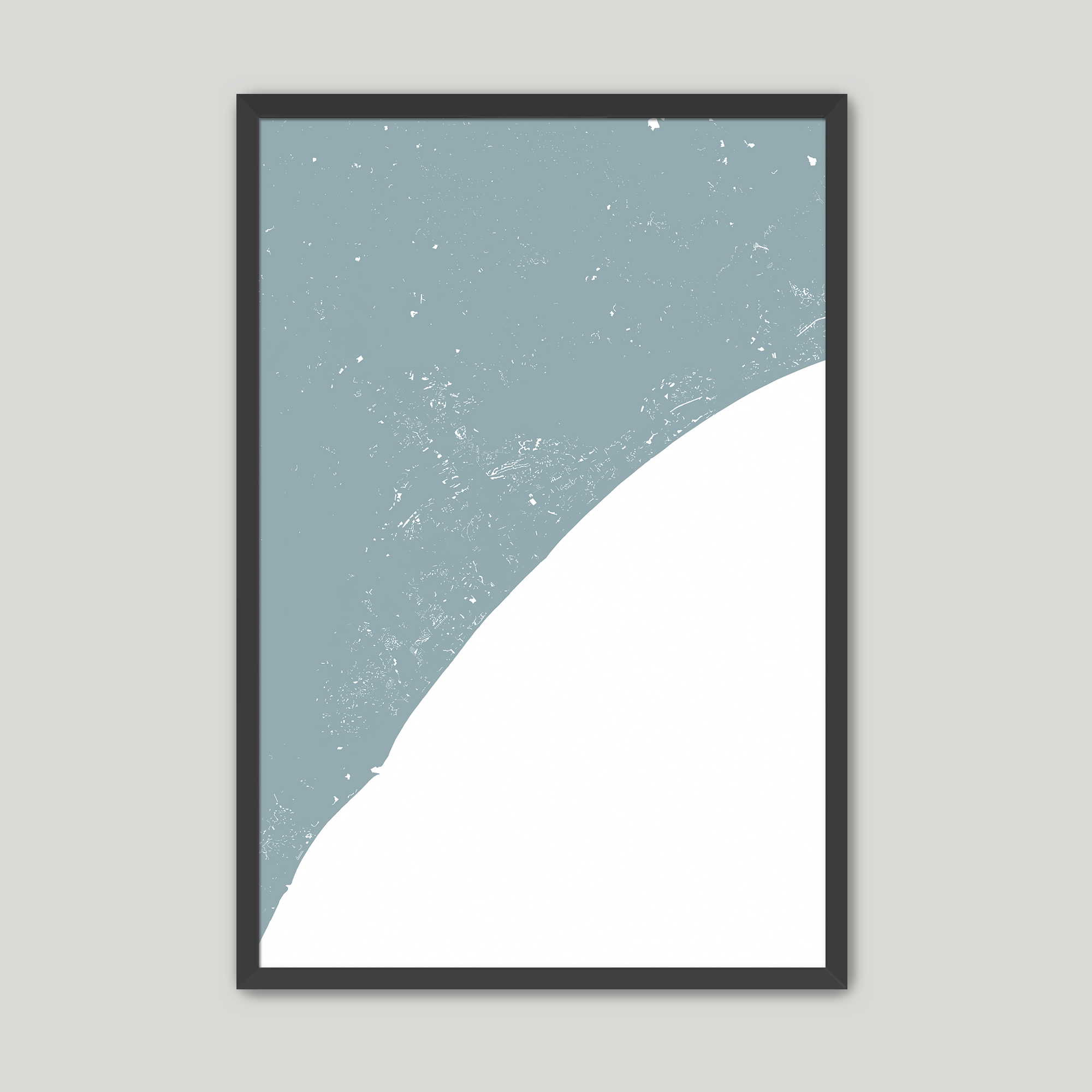 Myrtle Beach Coastal Map — Fine Art Print Vertical, soft-blue, Black Frame, 8x10