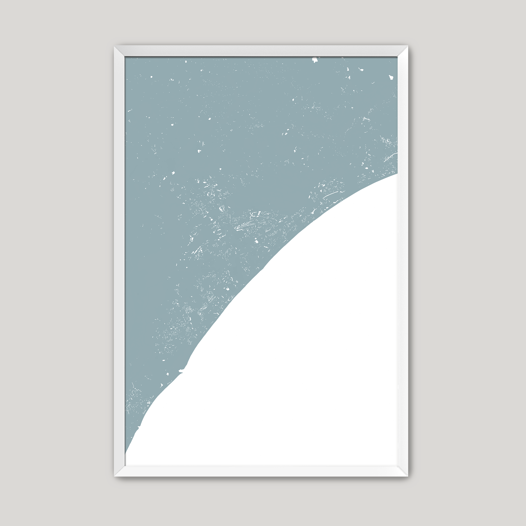 Myrtle Beach Coastal Map — Fine Art Print Vertical, soft-blue, White Frame, 8x10