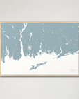 Mystic Coastal Map — Canvas Horizontal, soft-blue, Natural Oak