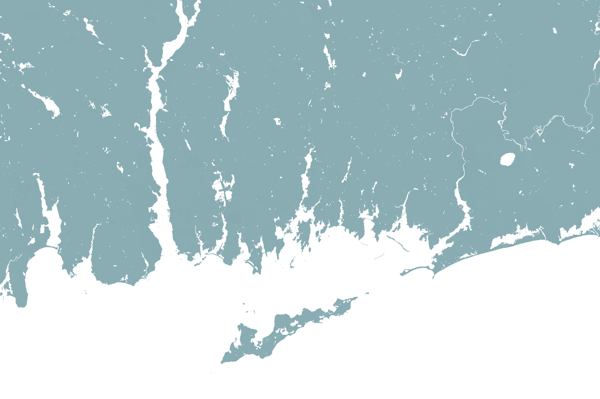 Mystic Coastal Map — Fine Art Print Horizontal, soft-blue, No Frame, 10x8