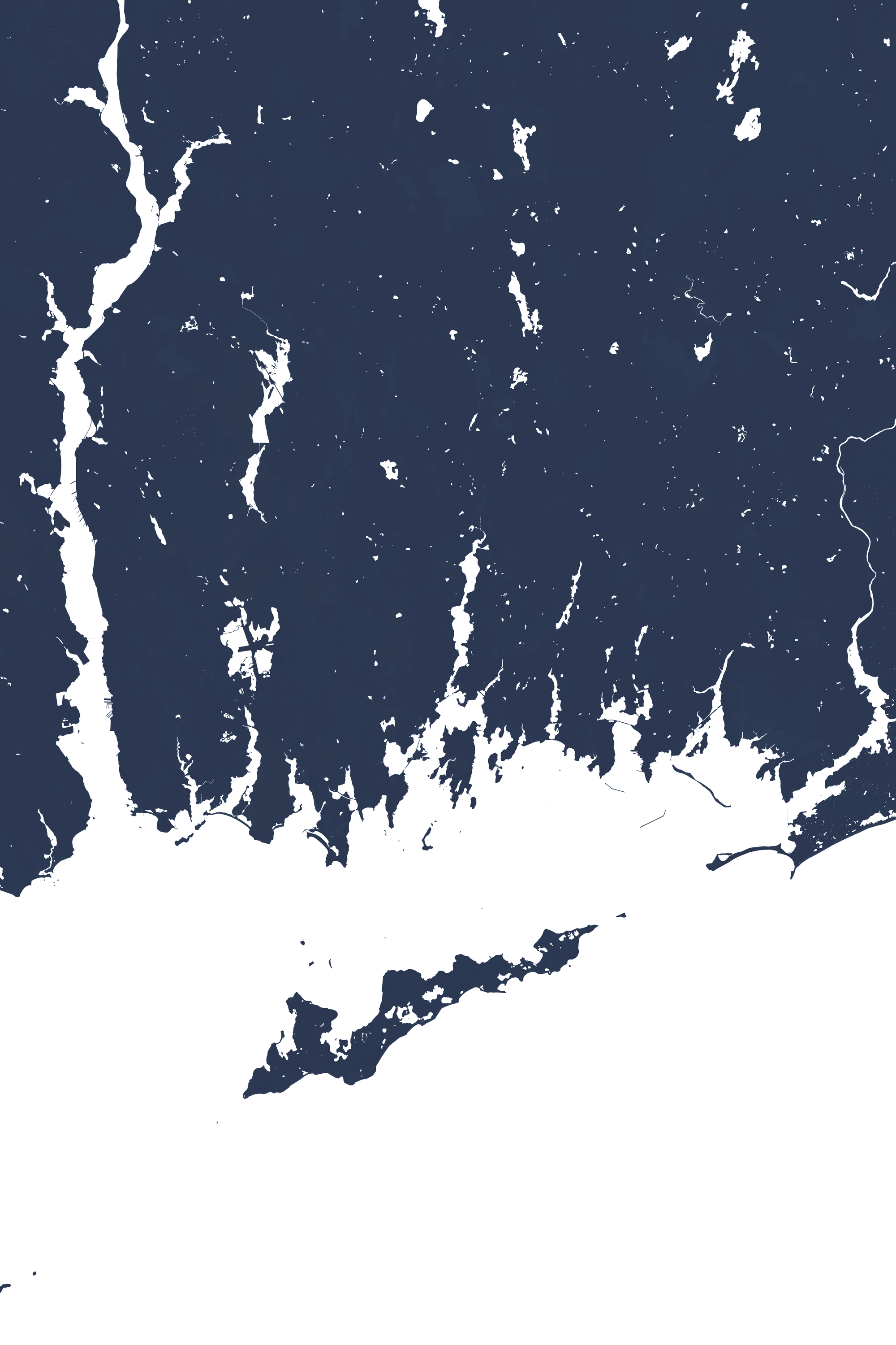 Mystic Coastal Map — Fine Art Print Vertical, navy, No Frame, 8x10