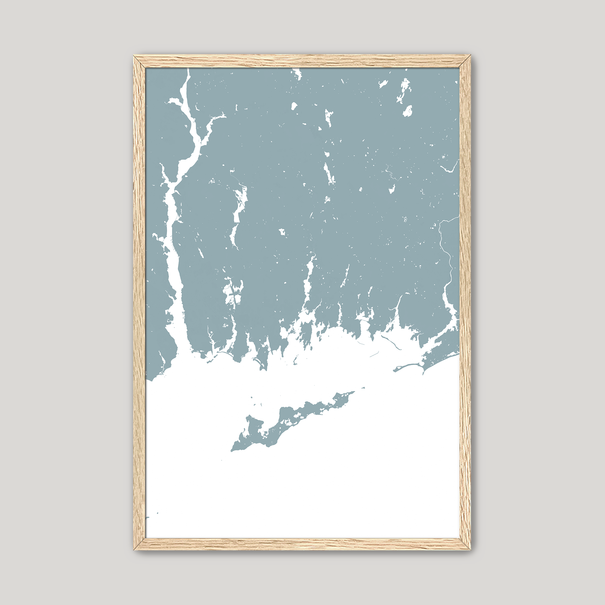 Mystic Coastal Map — Fine Art Print Vertical, soft-blue, Oak, 8x10