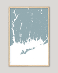 Mystic Coastal Map — Fine Art Print Vertical, soft-blue, Oak, 8x10