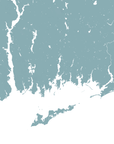 Mystic Coastal Map — Fine Art Print Vertical, soft-blue, No Frame, 8x10