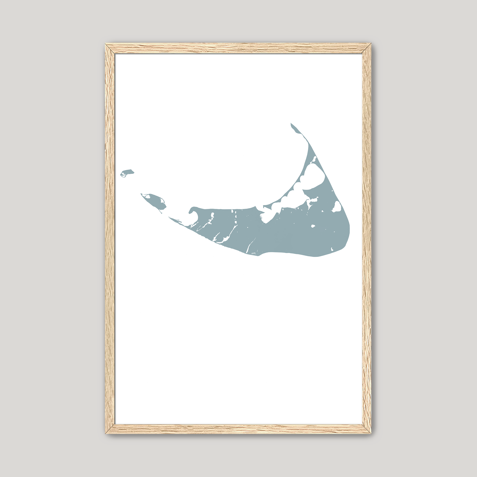 Nantucket Coastal Map — Fine Art Print Vertical, soft-blue, Oak, 8x10