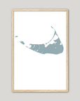Nantucket Coastal Map — Fine Art Print Vertical, soft-blue, Oak, 8x10