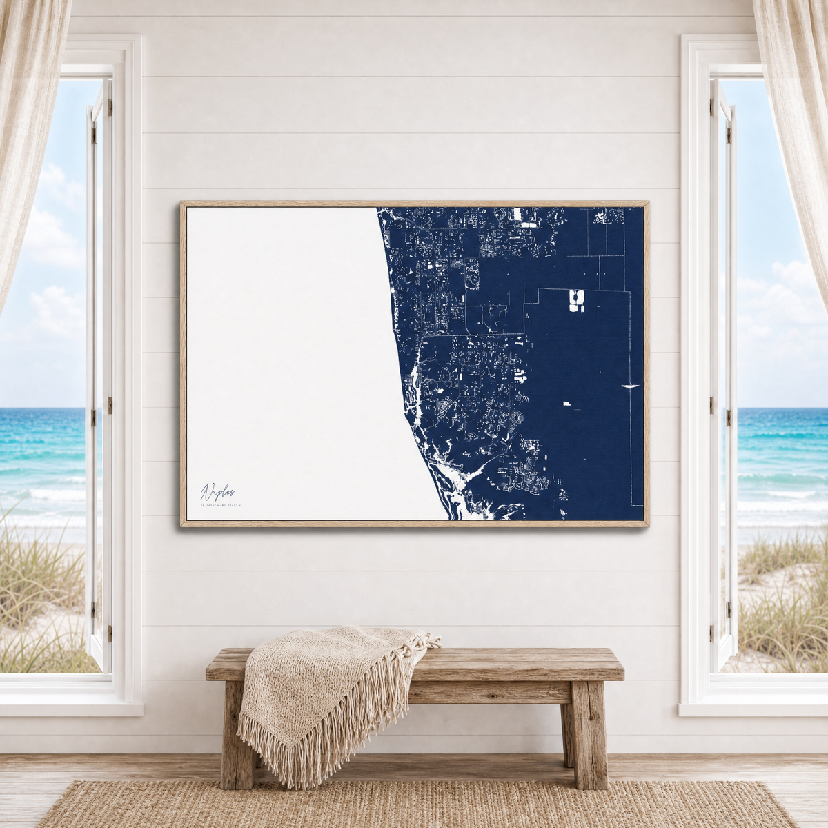 Naples canvas map — window-scene interior