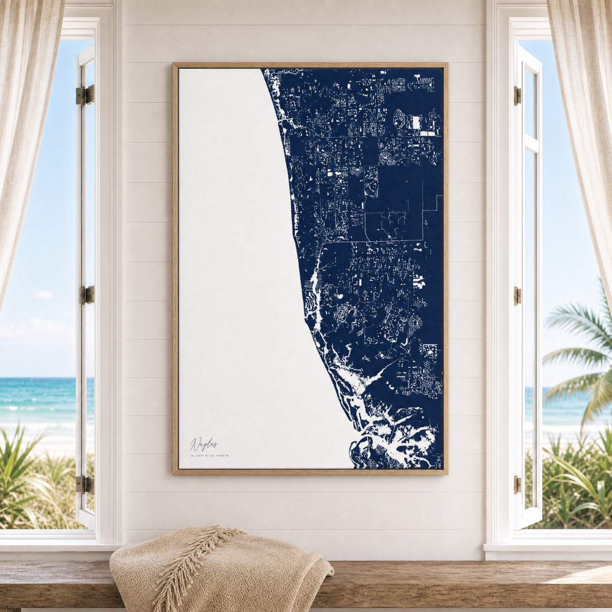 Naples canvas map — window-scene interior
