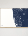 Naples Coastal Map — Canvas Horizontal, navy, Natural Oak