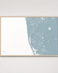 Naples Coastal Map — Canvas Horizontal — soft-blue, Light Wood
