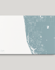 Naples Coastal Map — Canvas Horizontal, soft-blue, No Frame