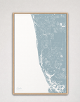 Naples Coastal Map — Canvas Vertical — soft-blue, Light Wood