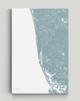 Naples Coastal Map — Canvas Vertical, soft-blue, No Frame