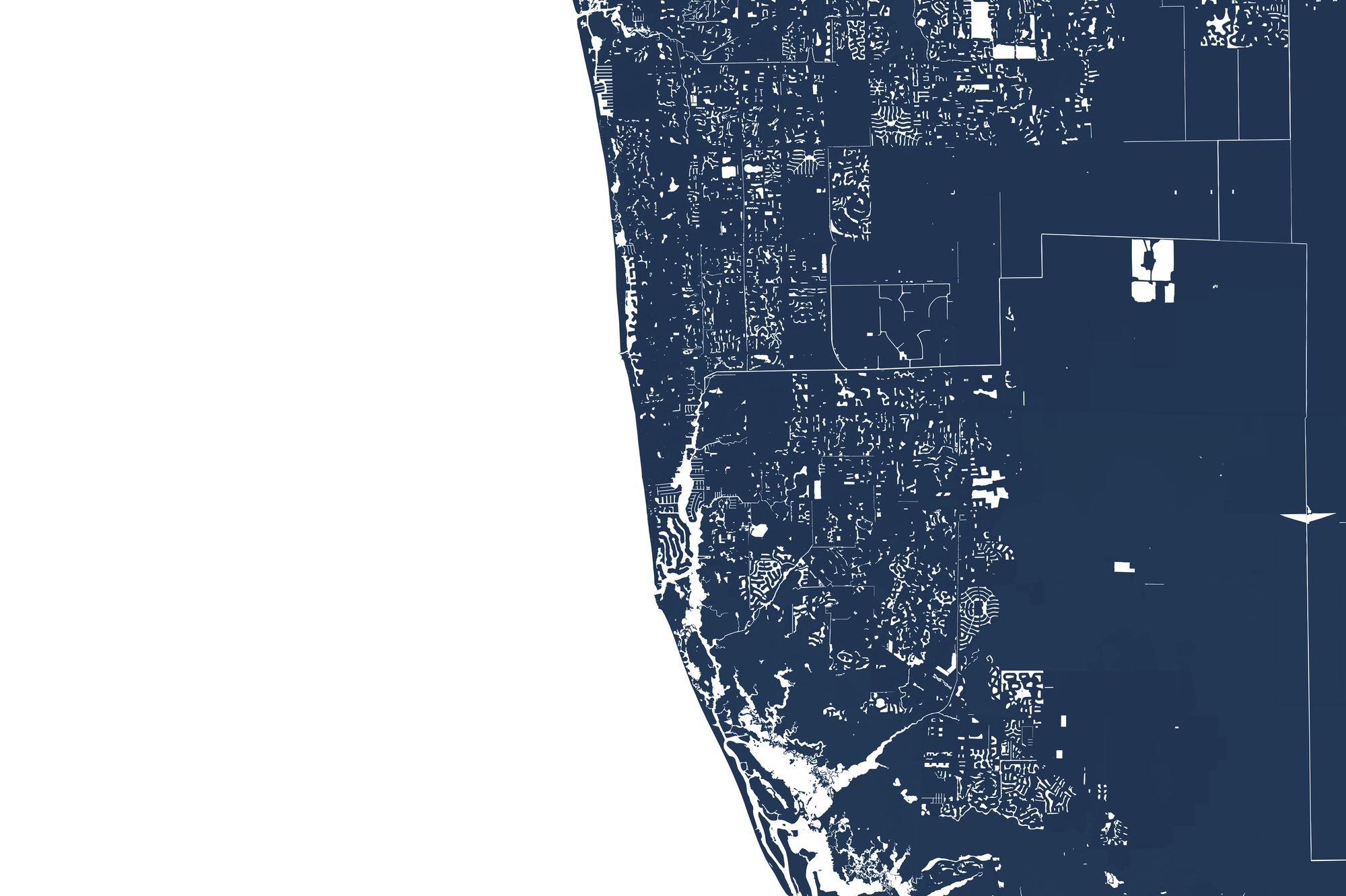 Naples Coastal Map — Fine Art Print Horizontal, navy, No Frame, 10x8