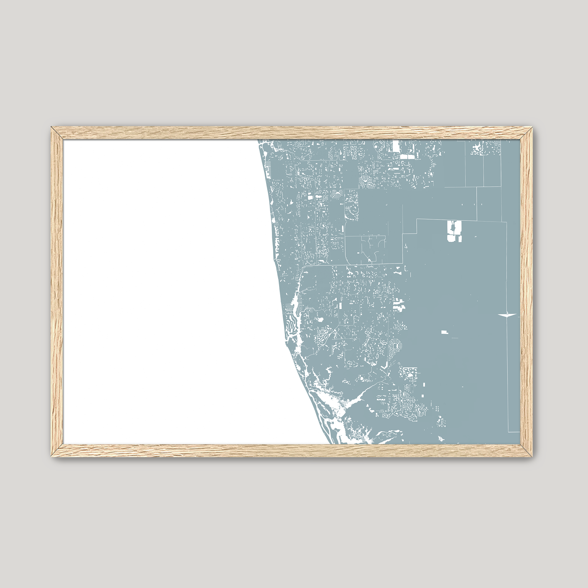 Naples Coastal Map — Fine Art Print Horizontal, soft-blue, Oak, 10x8
