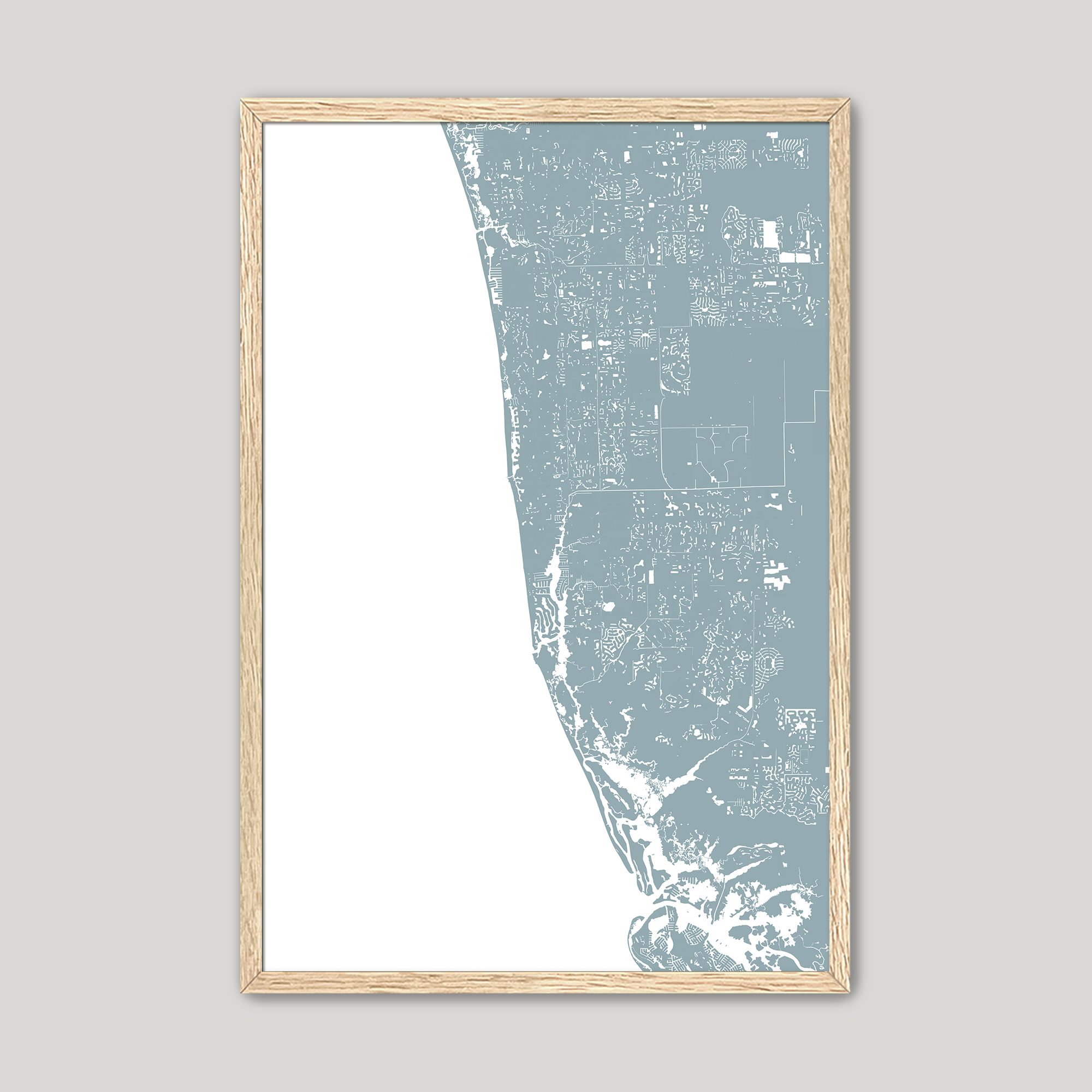 Naples Coastal Map — Fine Art Print Vertical, soft-blue, Oak, 8x10