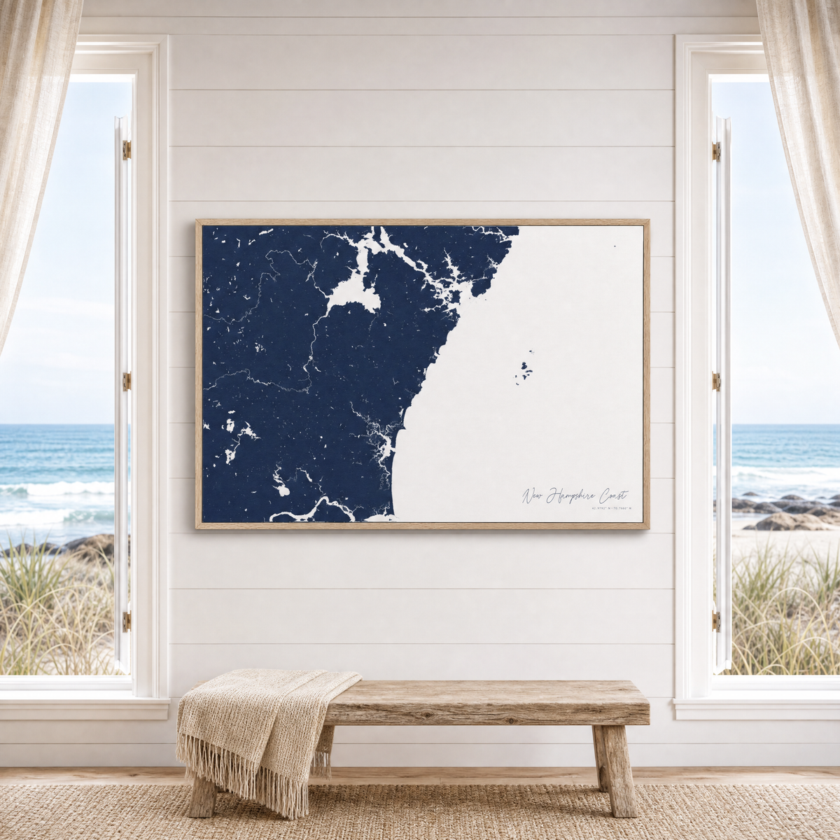 New Hampshire Coast canvas map — window-scene interior