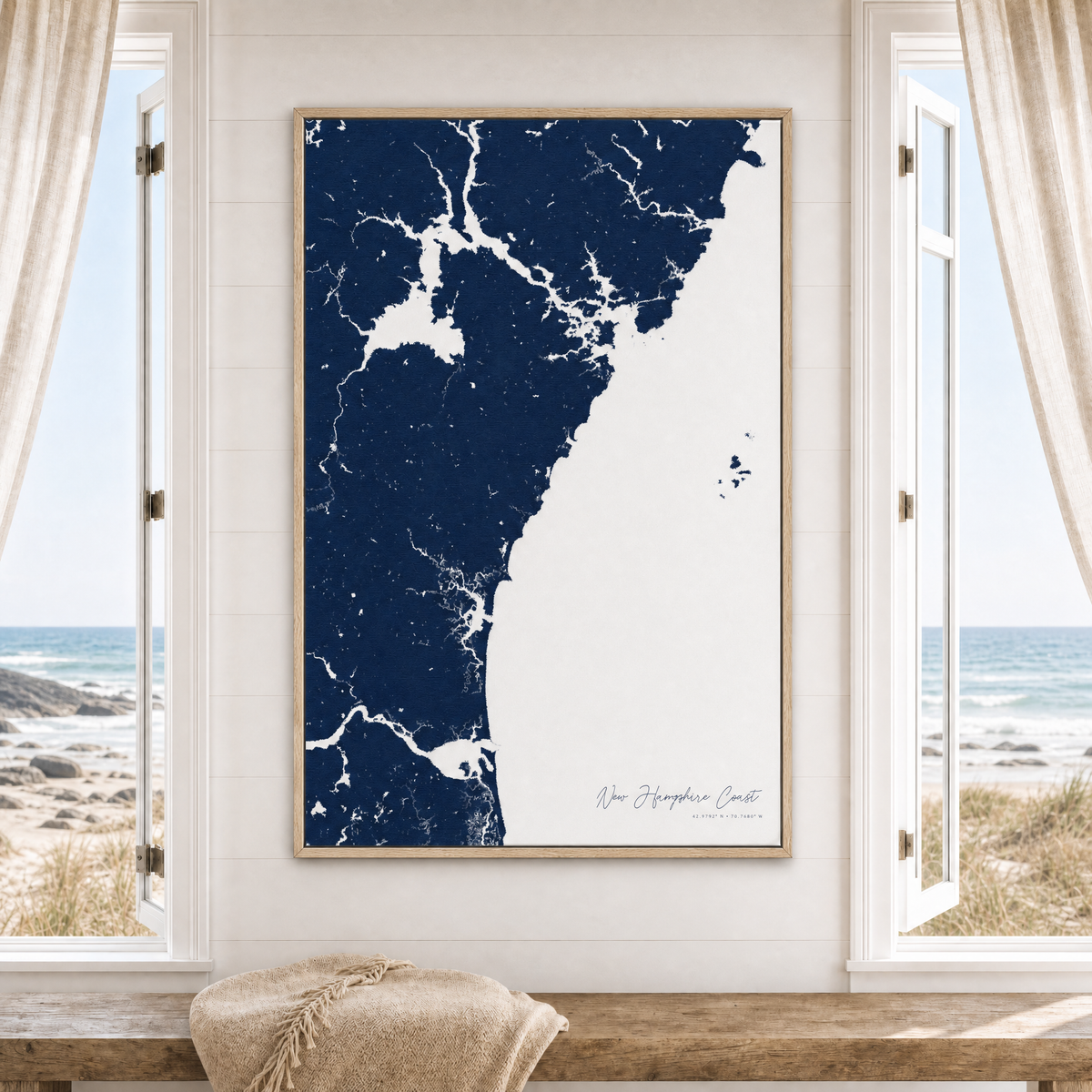 New Hampshire Coast canvas map — window-scene interior