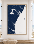New Hampshire Coast canvas map — window-scene interior