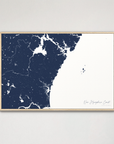 New Hampshire Coast Coastal Map — Canvas Horizontal, navy, Natural Oak