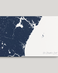 New Hampshire Coast Coastal Map — Canvas Horizontal, navy, No Frame