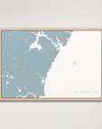 New Hampshire Coast Coastal Map — Canvas Horizontal — soft-blue, Light Wood