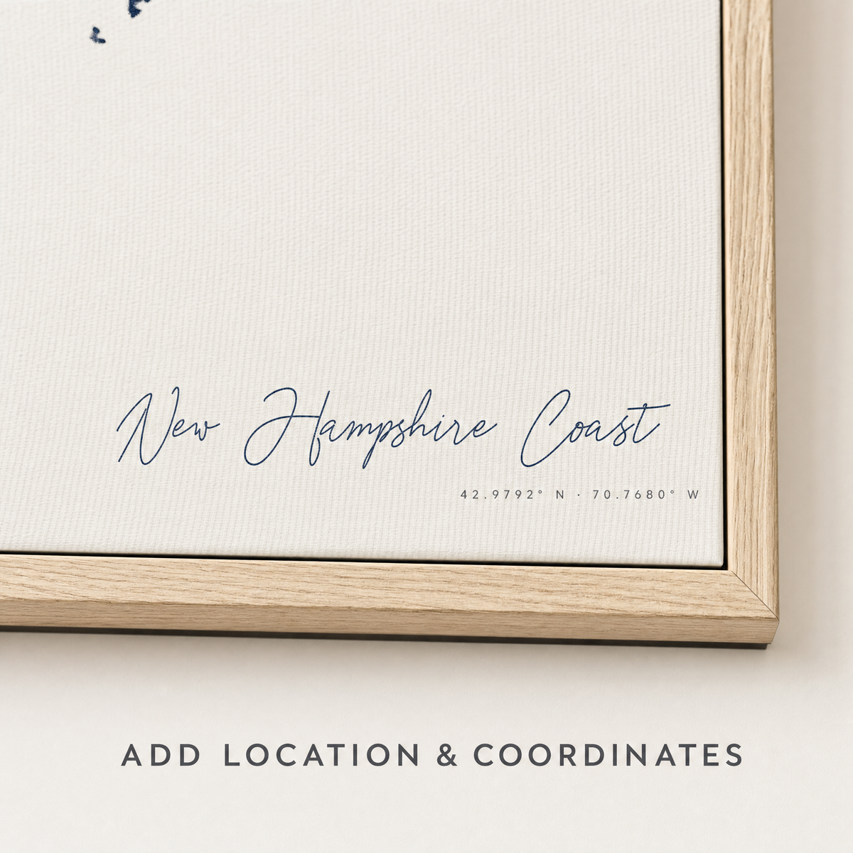 New Hampshire Coast canvas map — location and coordinates customization