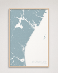New Hampshire Coast Coastal Map — Canvas Vertical — soft-blue, Light Wood