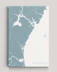 New Hampshire Coast Coastal Map — Canvas Vertical, soft-blue, No Frame