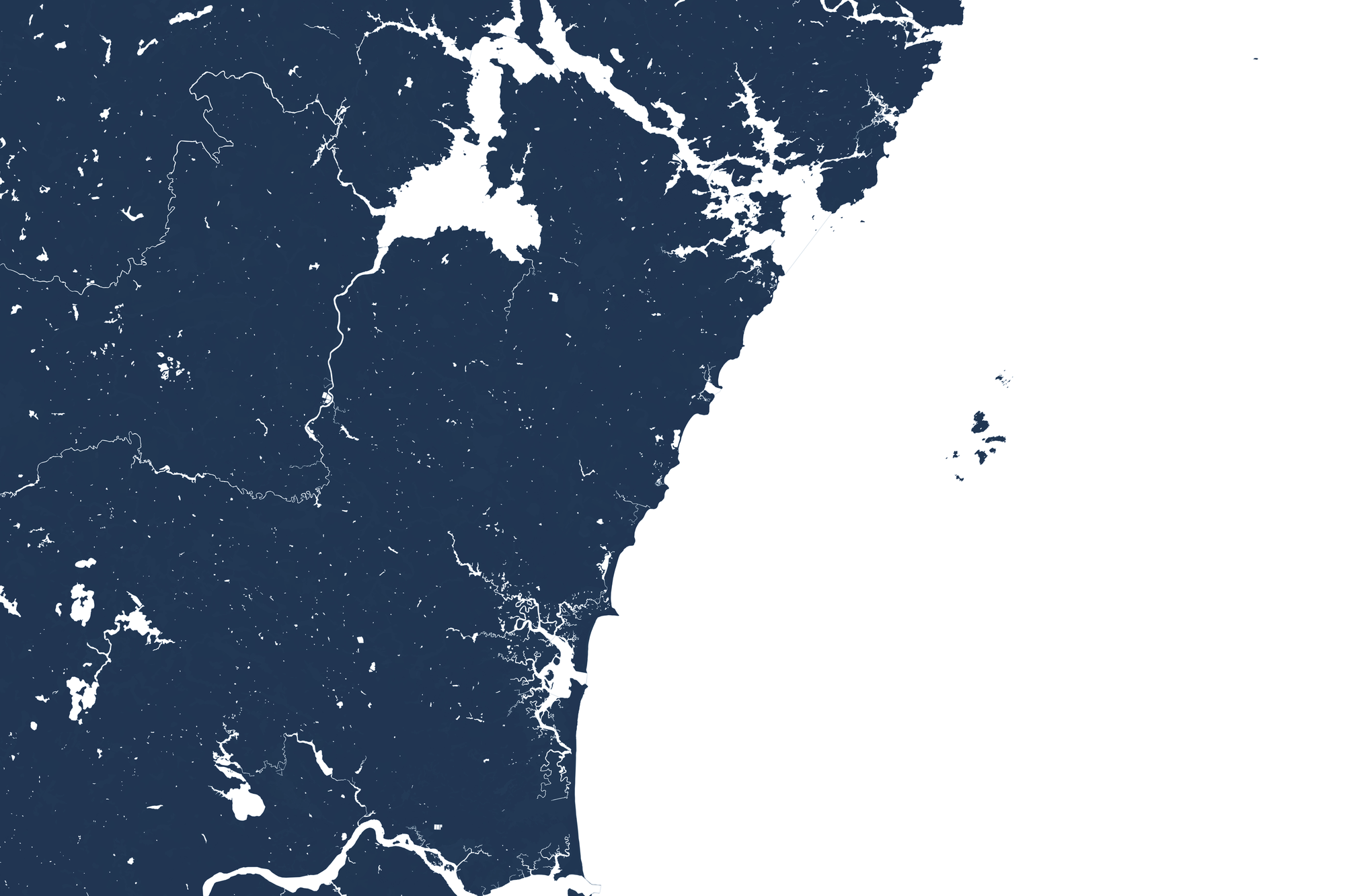 New Hampshire Coast Coastal Map — Fine Art Print Horizontal, navy, No Frame, 10x8