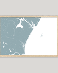 New Hampshire Coast Coastal Map — Fine Art Print Horizontal, soft-blue, Oak, 10x8