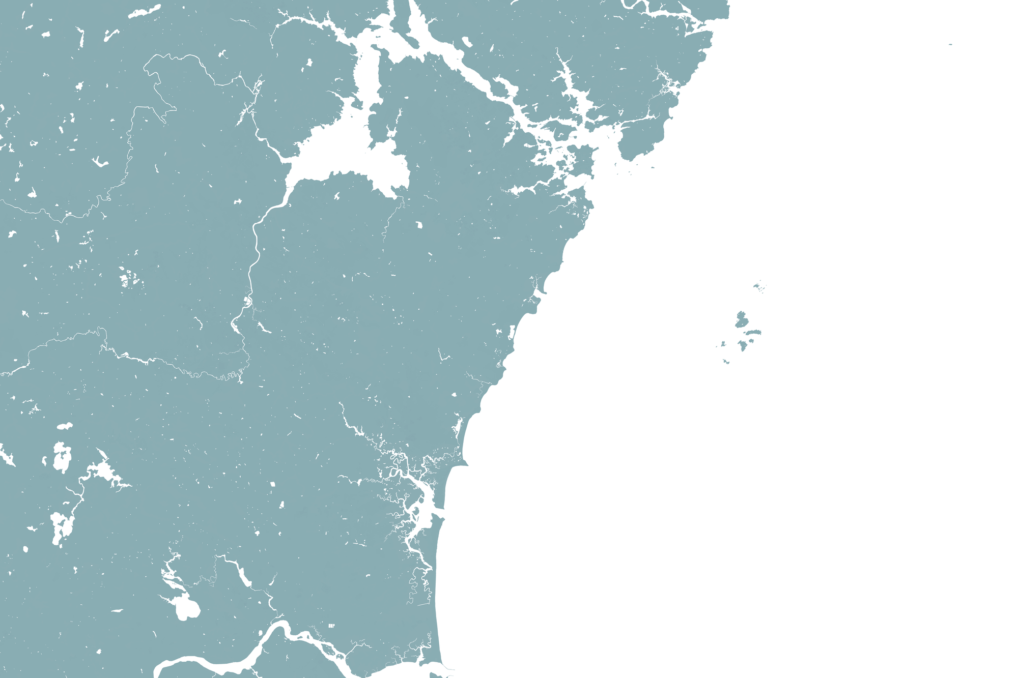 New Hampshire Coast Coastal Map — Fine Art Print Horizontal, soft-blue, No Frame, 10x8
