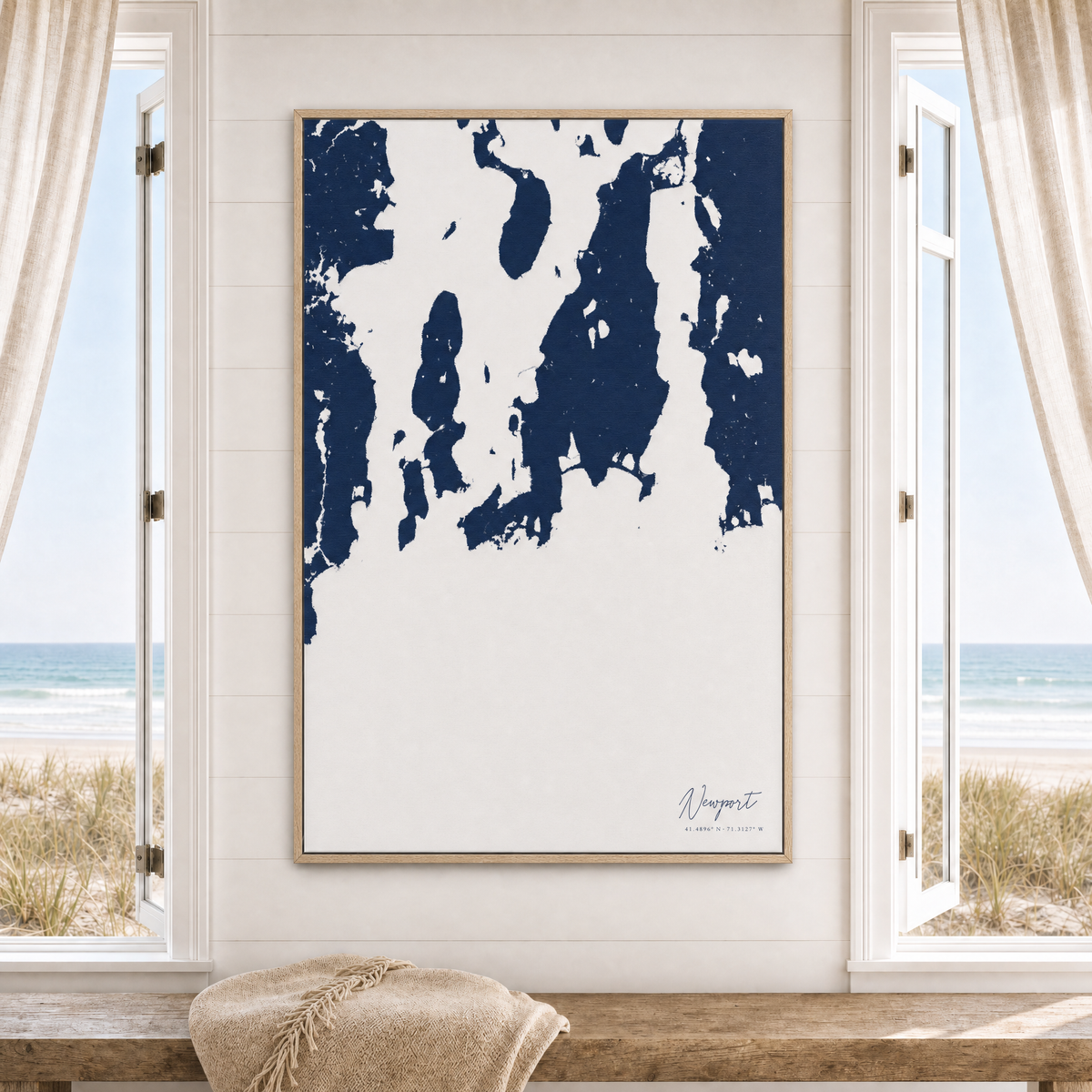 Newport canvas map — window-scene interior